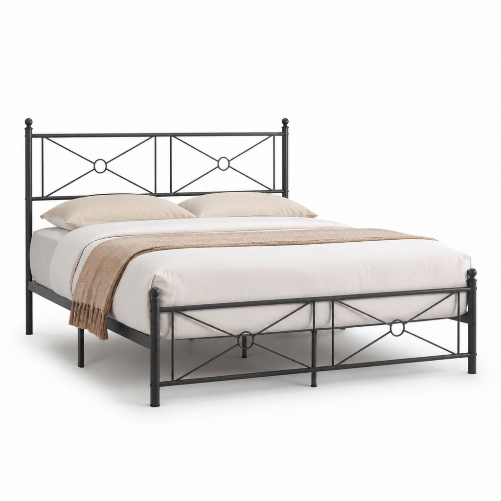 Letto matrimoniale rettangolare in acciaio nero 160 x 200 cm