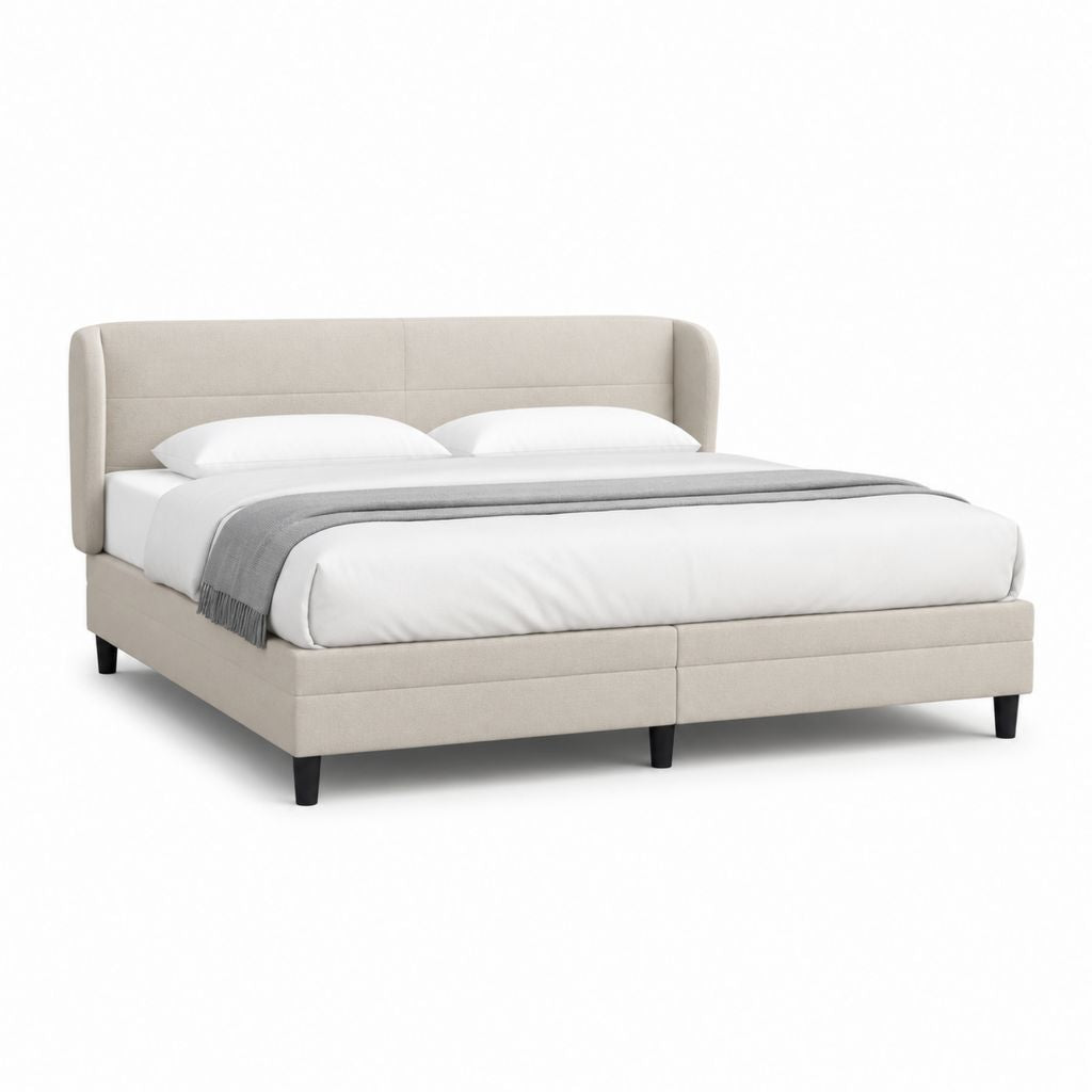 Letto matrimoniale imbottito beige in poliestere rettangolare 160 x 200 cm