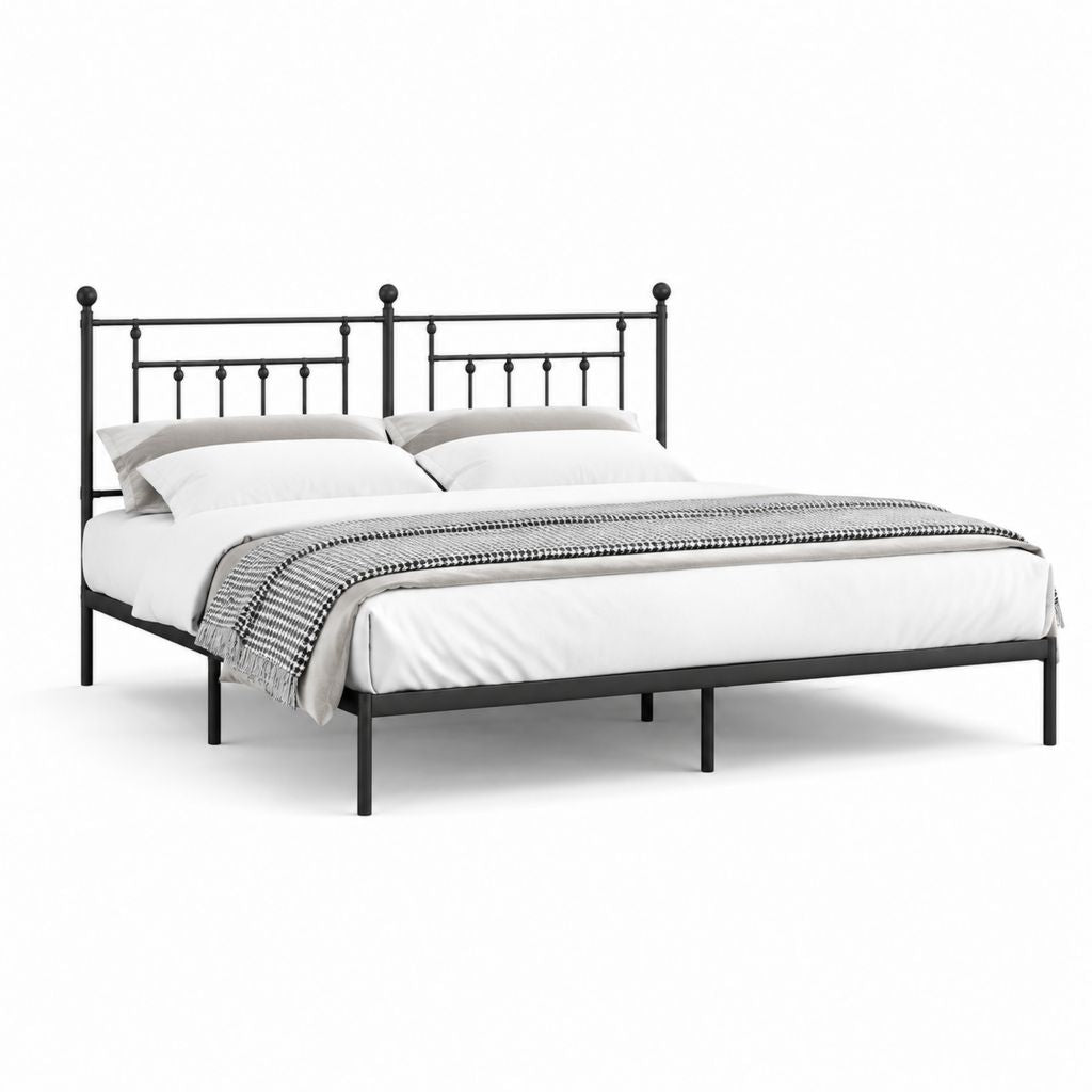 Letto matrimoniale nero in acciaio verniciato a polvere rettangolare 160 x 200 cm