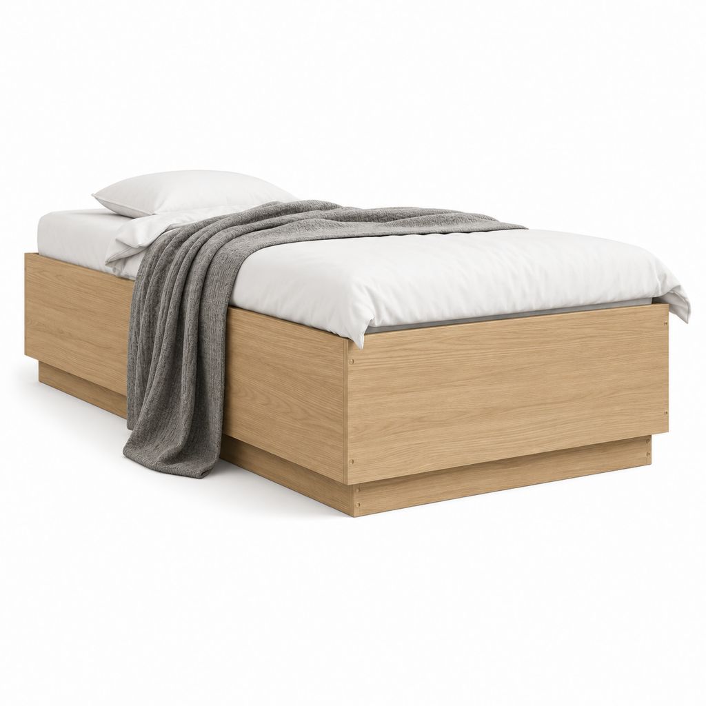 Struttura letto singolo rovere in pannello truciolare 90 x 200 cm