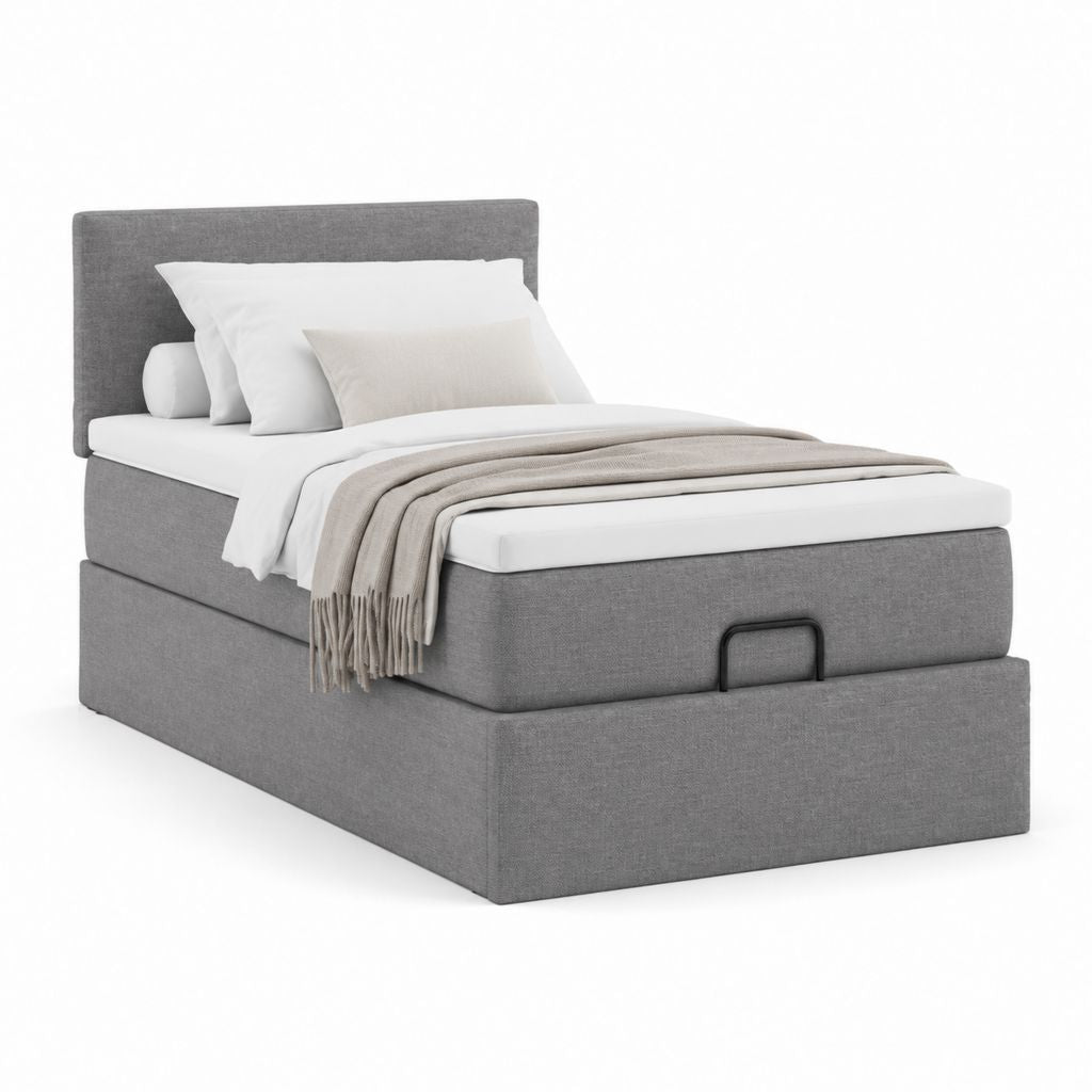 Letto singolo contenitore grigio in poliestere 90 x 200 cm
