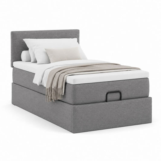 Letto singolo contenitore grigio in poliestere 90 x 200 cm